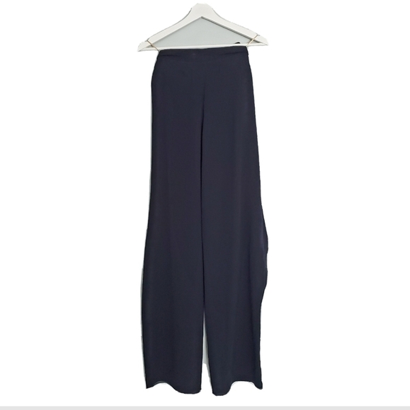 NEW Chloé Ruffled Silk Georgette Pants Navy Blue - Picture 5 of 8